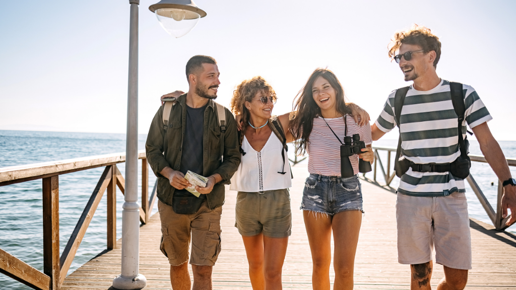 four people travelling
