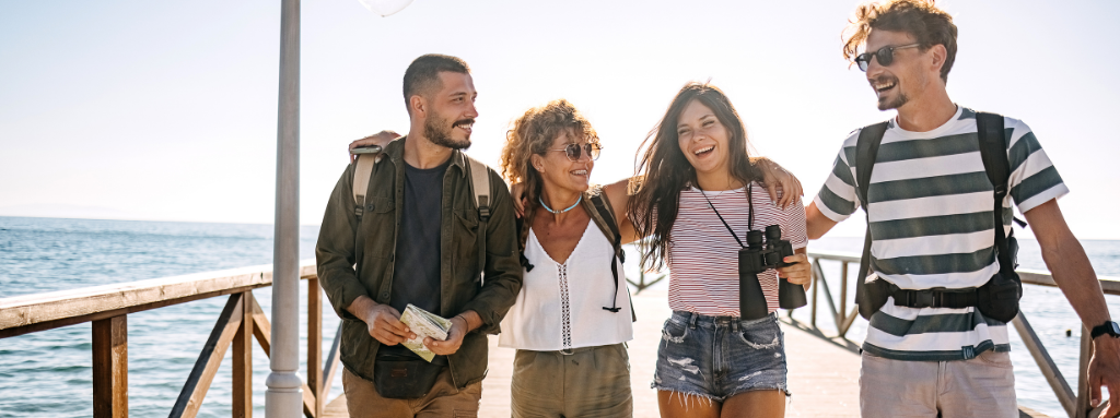 four people travelling