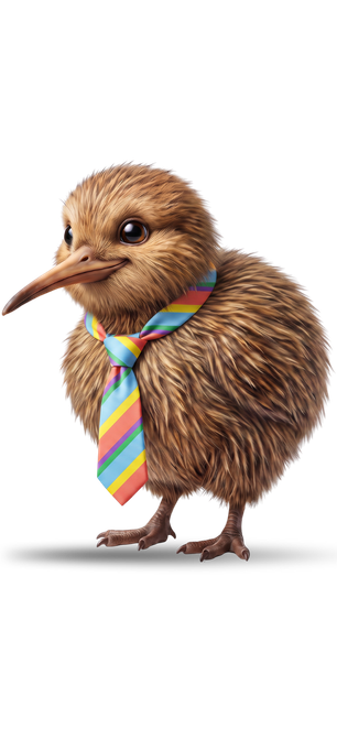 kiwi bird mascot with business tie
