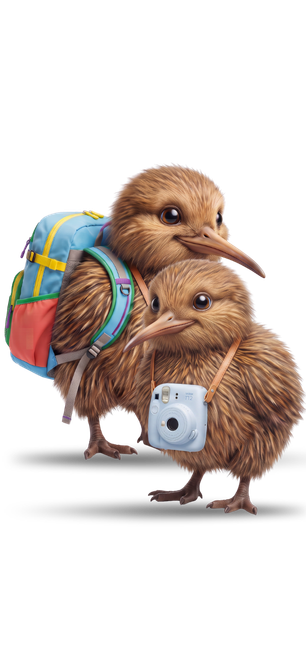 two kiwi bird mascots