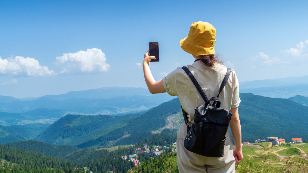 tourist with mobile phone