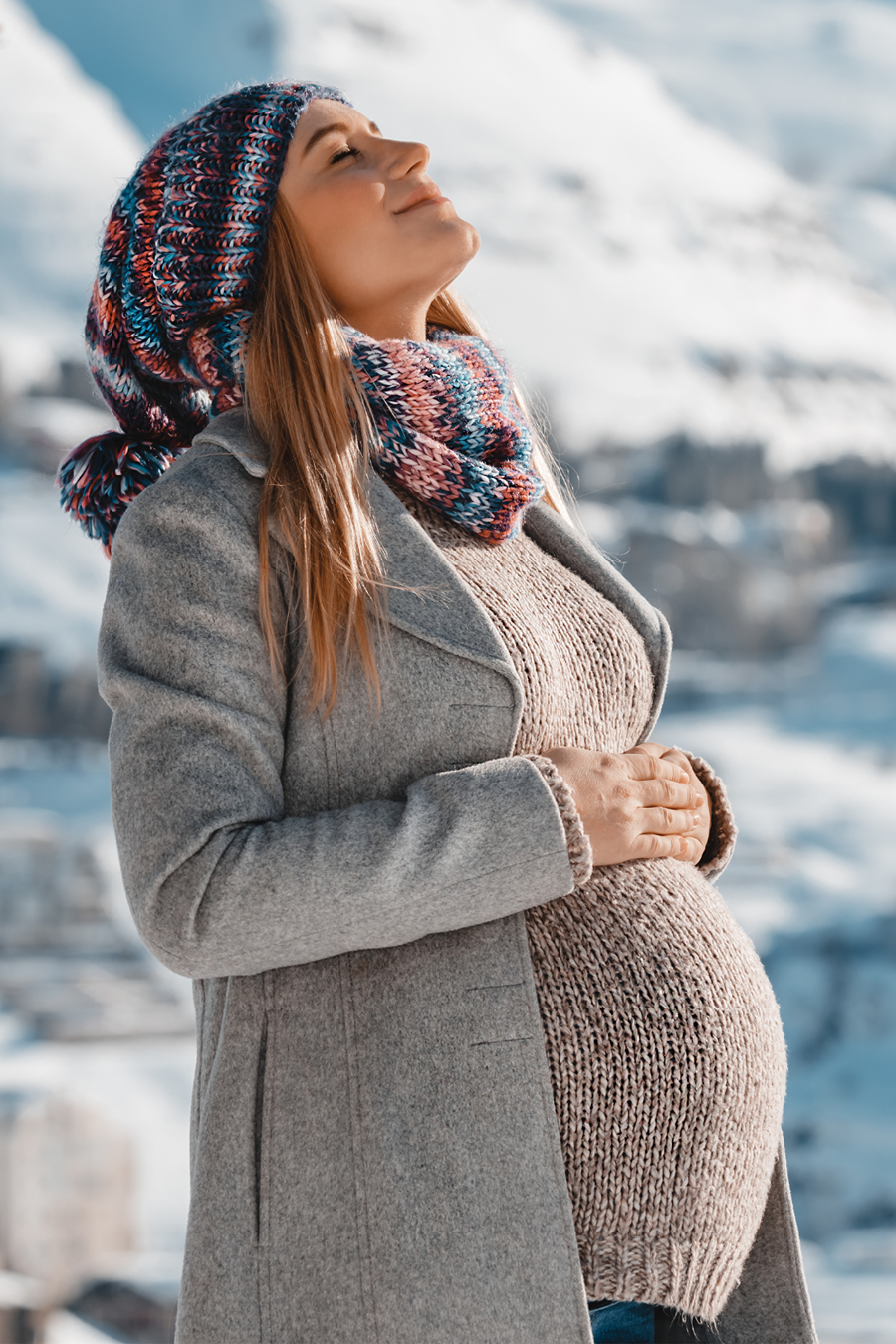 pregnant woman in the snow