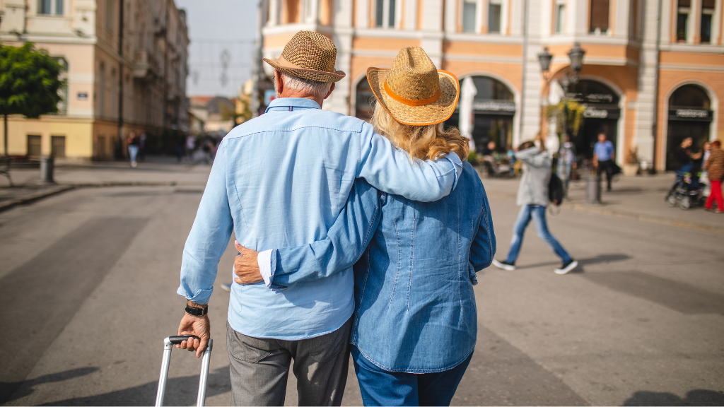 senior couple travelling