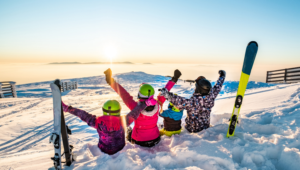 family at ski resort