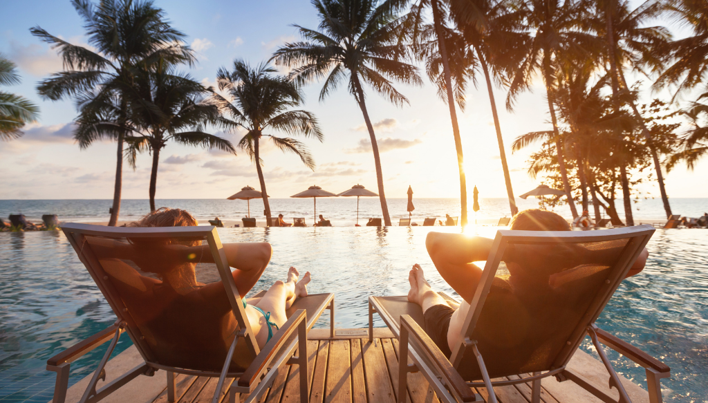 two people relaxing at resort